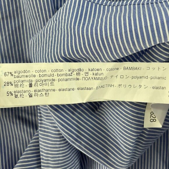 Zara Blouse Women's Sz XS Blue Striped Boat Neck Embroidered Bell 3/4 Sleeve - Picture 10 of 12